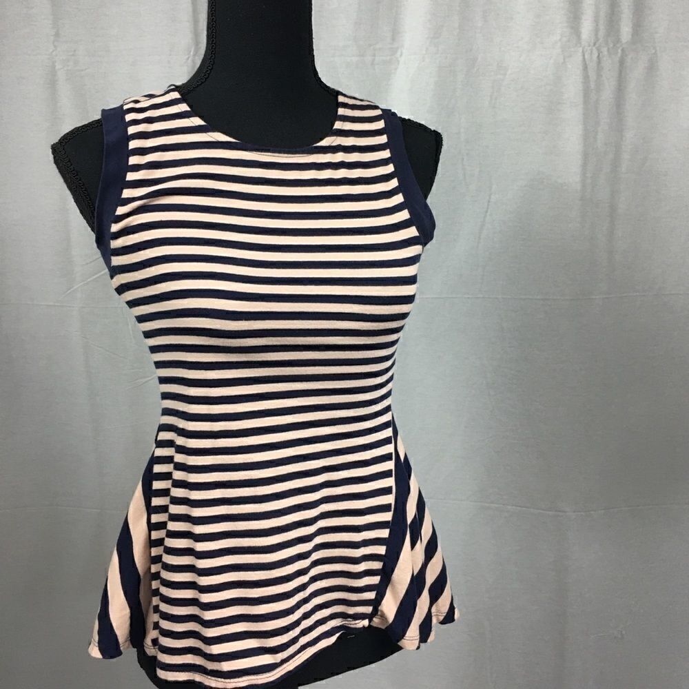 Monteau striped tank side inserts tan navy Small